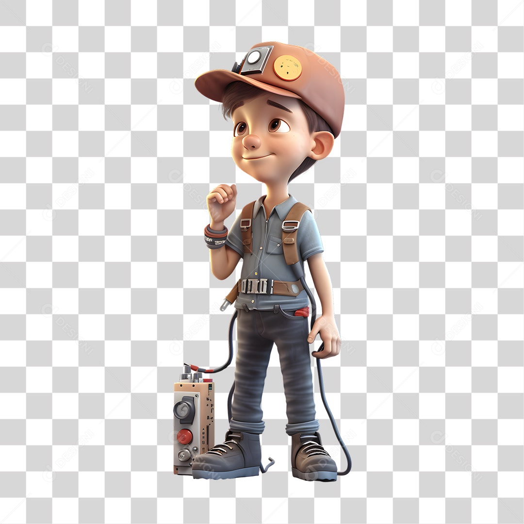 Garoto Engenheiro 3D PNG Transparente