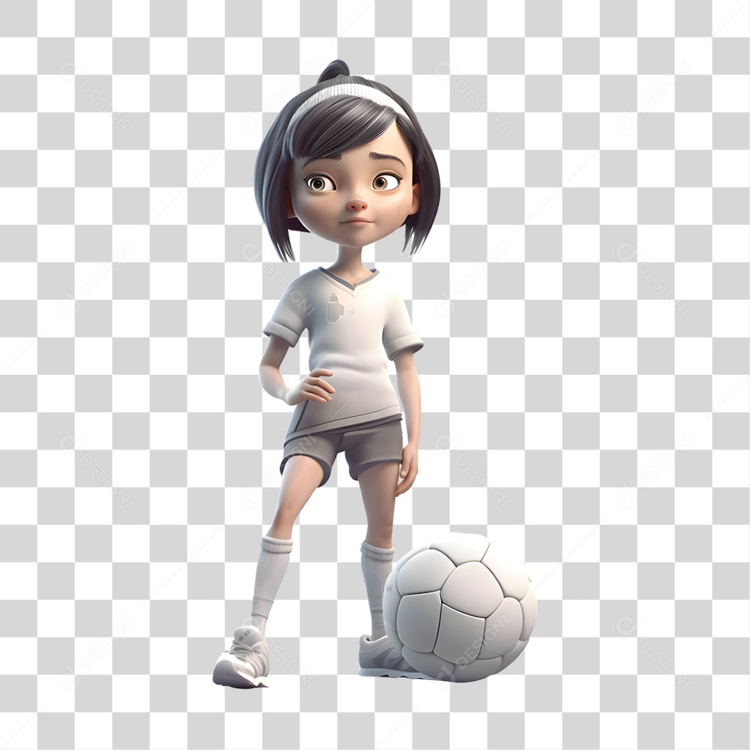 Jogadora de Futebol 3D PNG Transparente