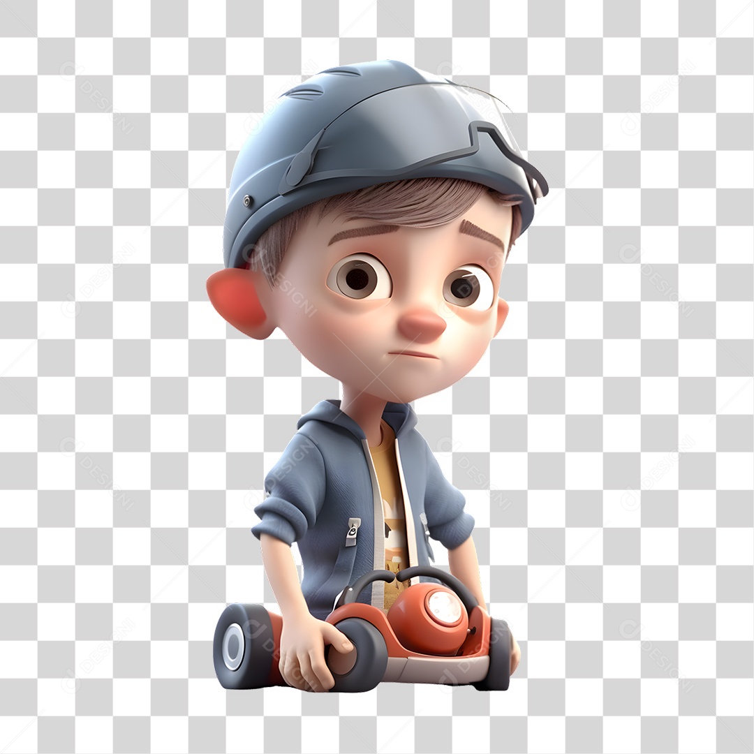 Menino Piloto 3D PNG Transparente