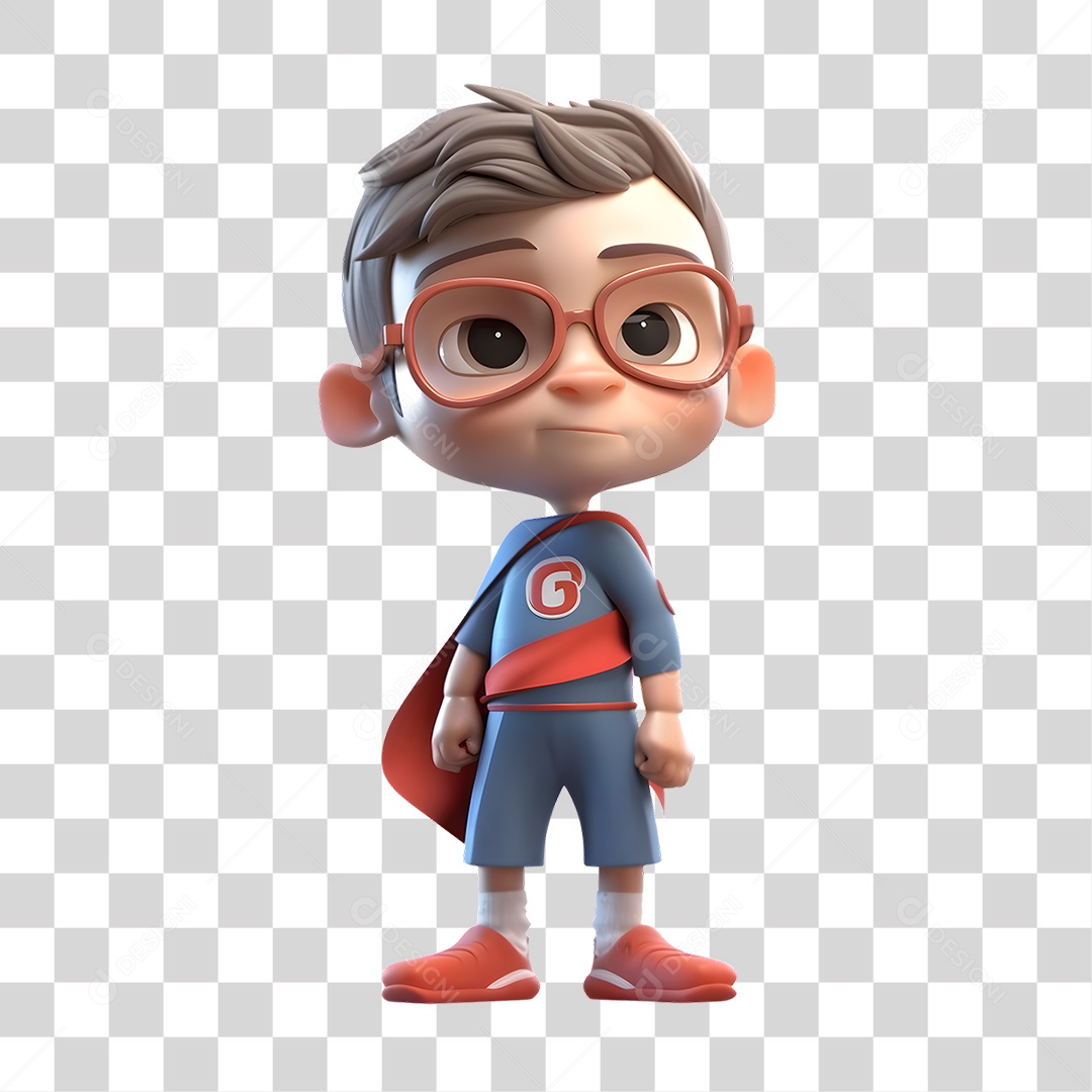 Menino Super Herói 3D PNG Transparente