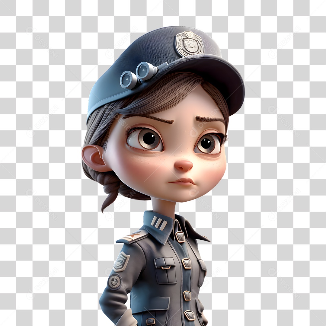 Mulher Policial 3D PNG Transparente