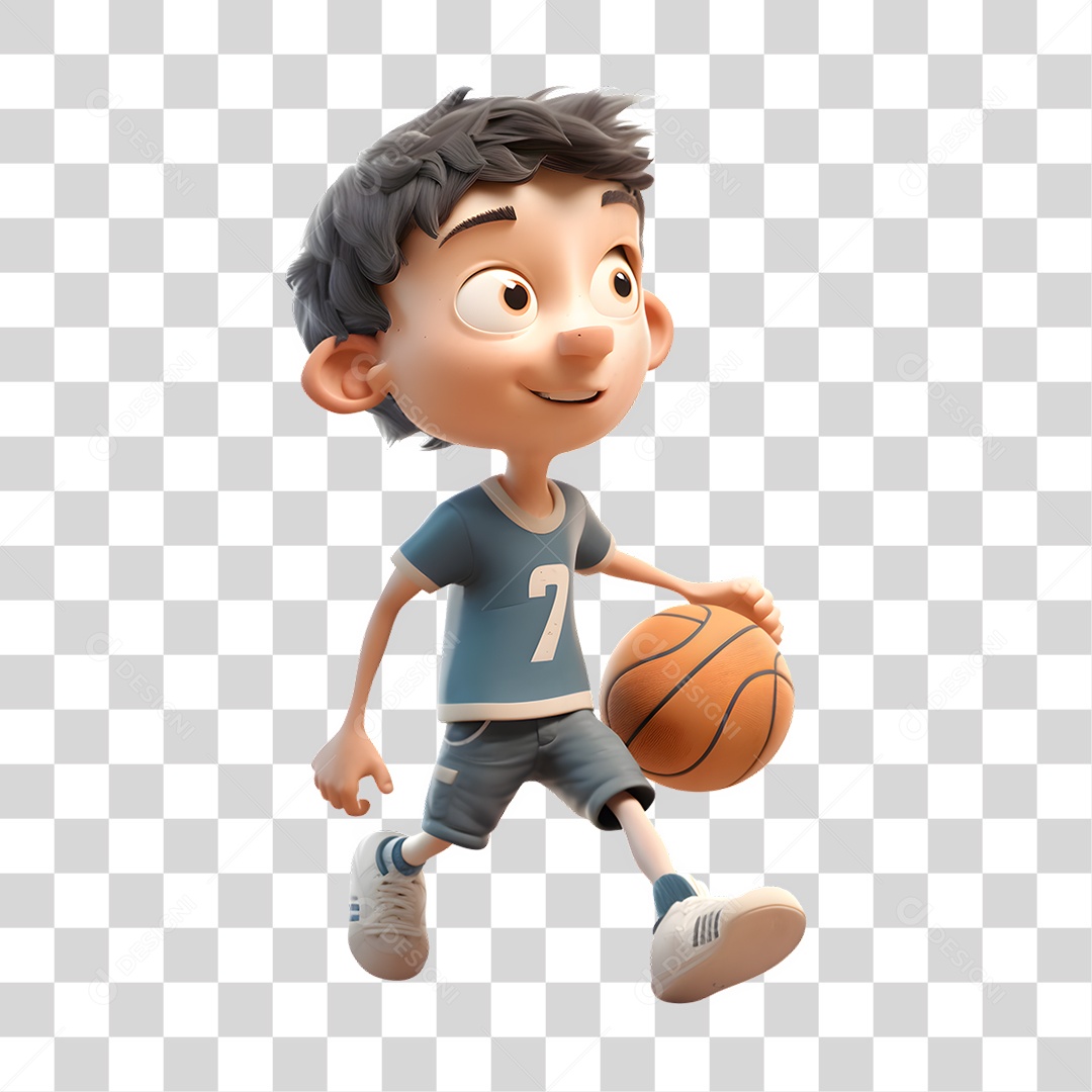 Menino Jogador de Basquete Menina Modelo 3D PNG Transparente