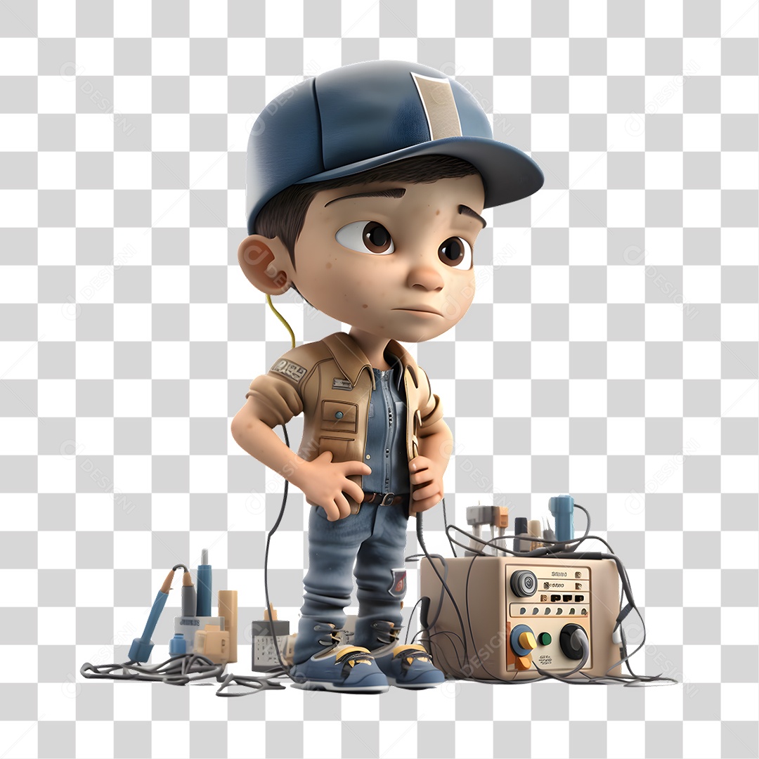 Menino Engenheiro Menina Modelo 3D PNG Transparente