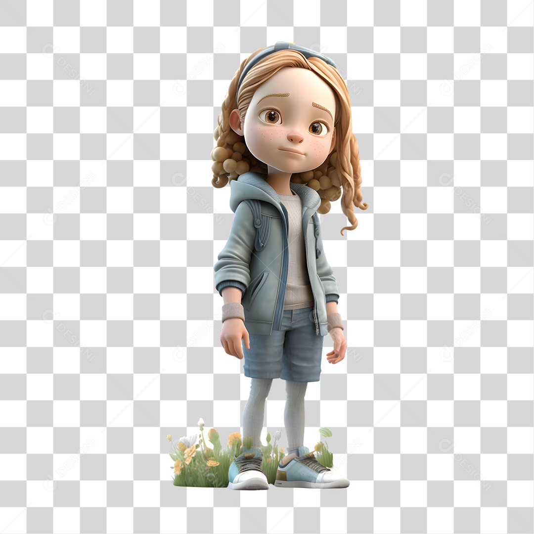 Menina Modelo 3D PNG Transparente