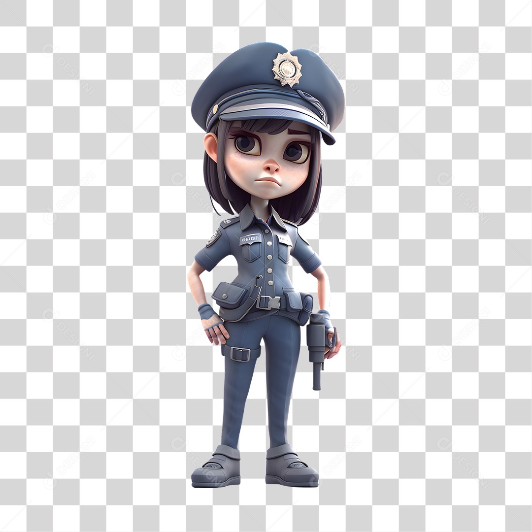 Mulher Policial 3D PNG Transparente