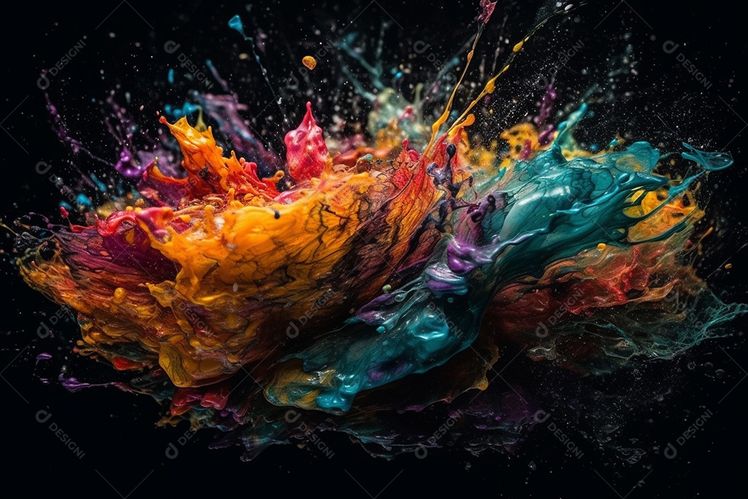 Lindos respingos de tintas a ólheo brilhante sobre fundo isolado