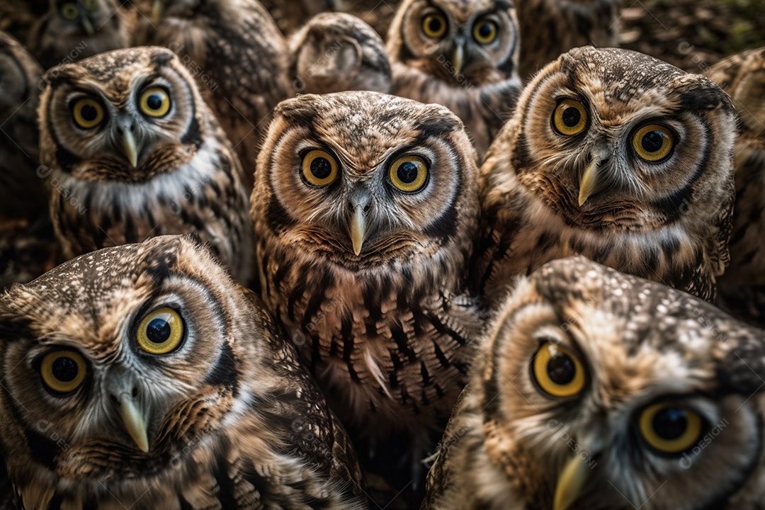Belas corujas em alta resolução sobre fundo isolado IA