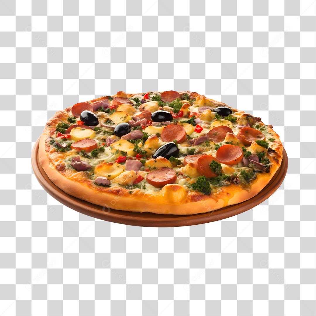 Deliciosa Pizza Tabua De Madeira PNG Transparente