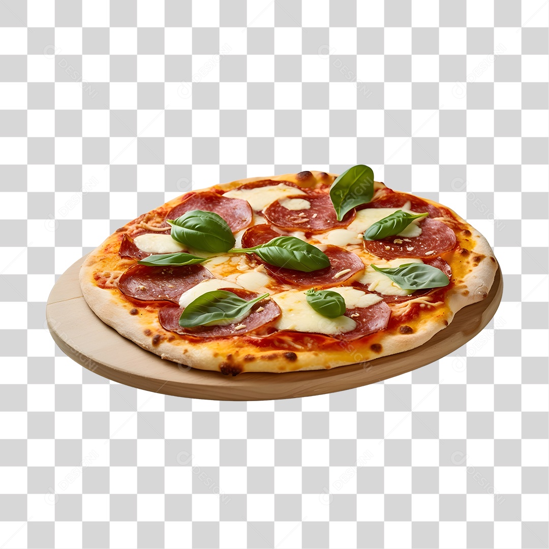 Deliciosa Pizza Tabua De Madeira PNG Transparente