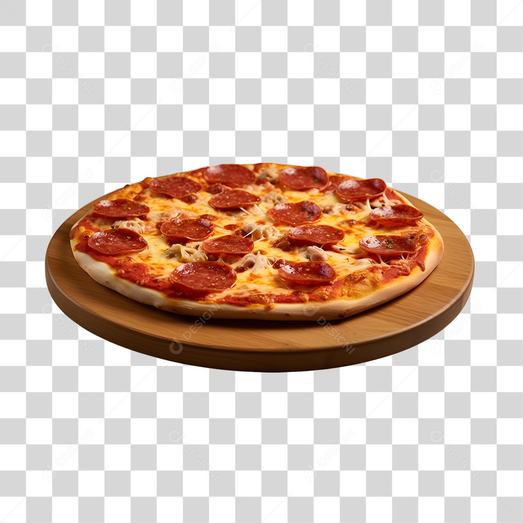 Deliciosa Pizza Tabua De Madeira PNG Transparente
