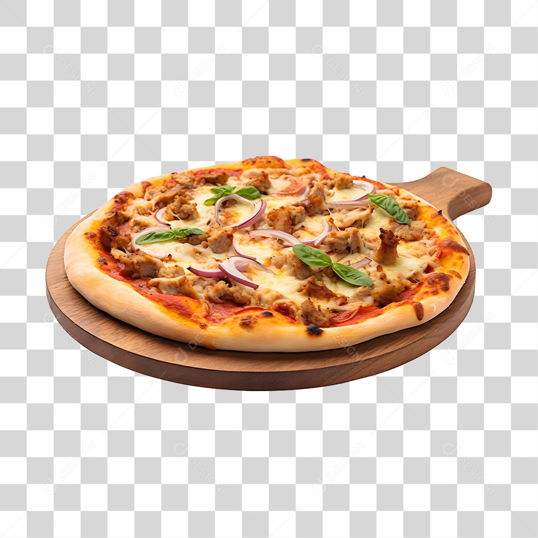 Deliciosa Pizza Tabua De Madeira PNG Transparente