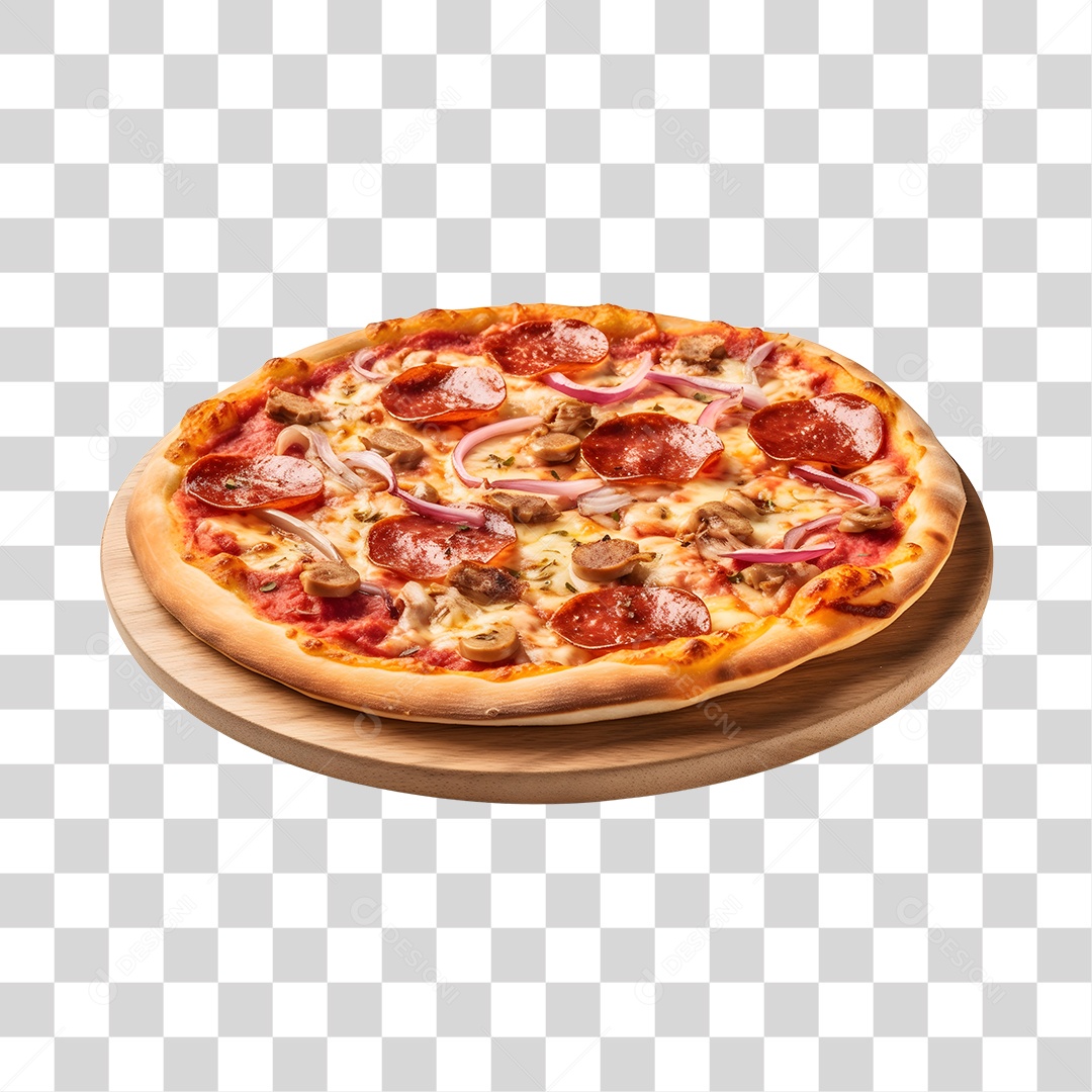 Deliciosa Pizza Tabua De Madeira PNG Transparente