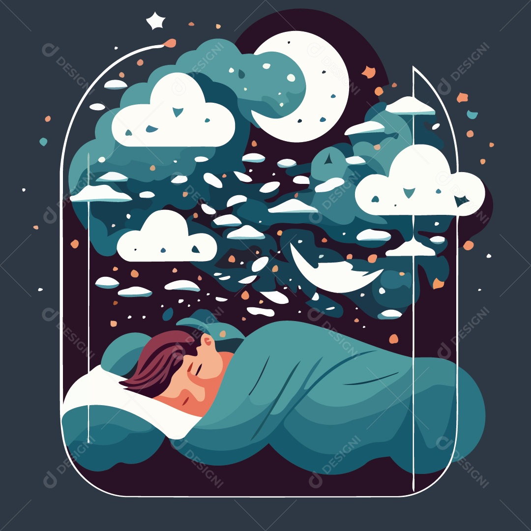 Desenho De Jovem Dormindo Ilustração Vetorial EPS