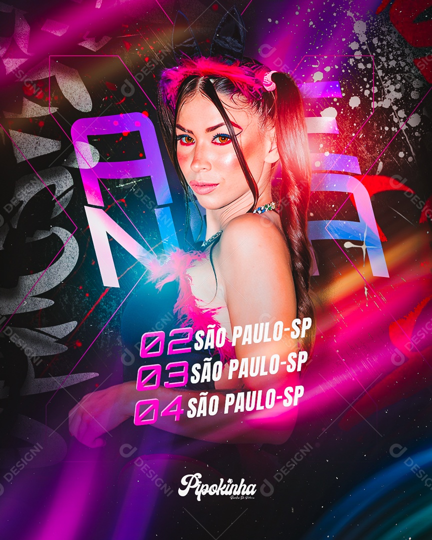 Flyer Agenda Mc Pipokinha Social Media PSD Editável