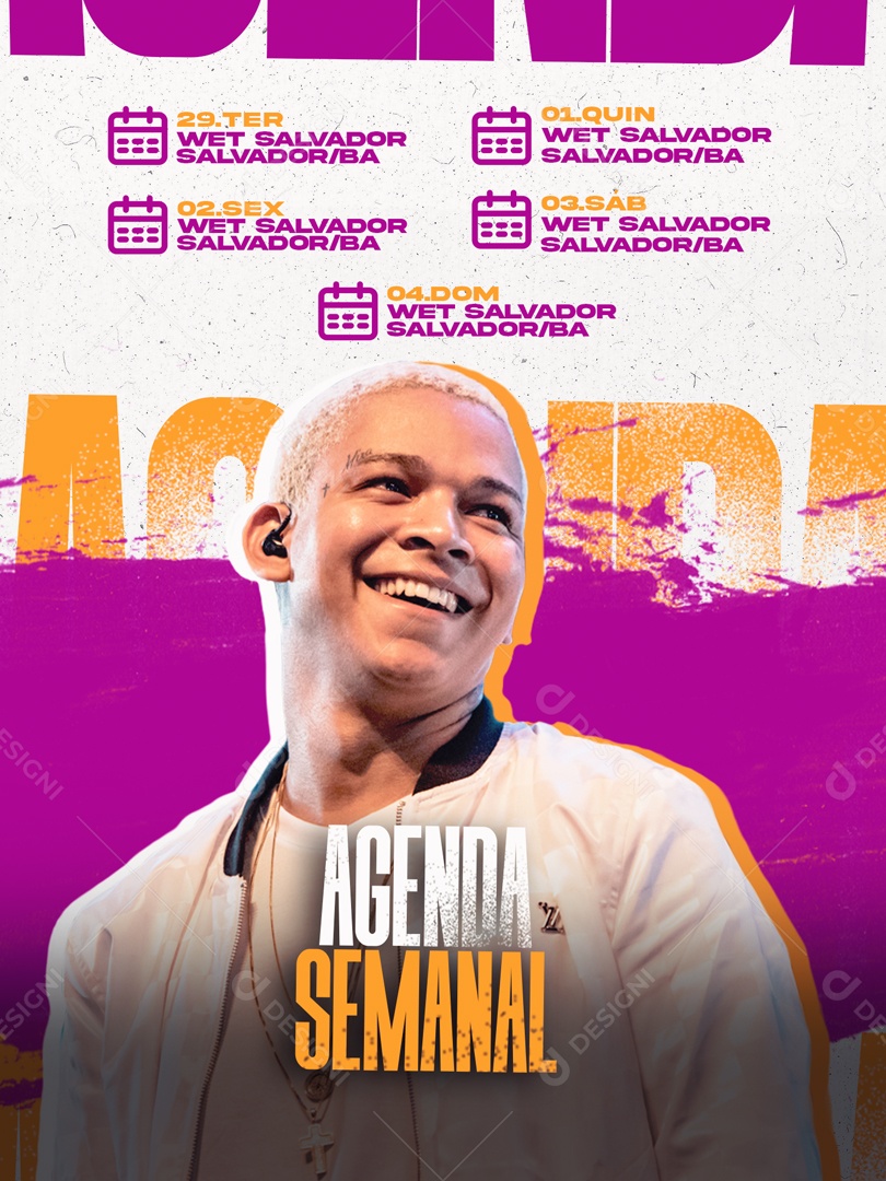 Social Media Flyer Agenda Semanal Aldair Playboy PSD Editavel