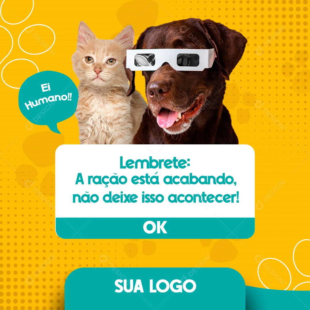 Social Media Lembrete A Ração Esta Acabando PSD Editavel