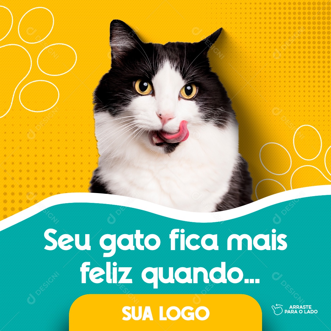 Social Media Seu Gato Fica Mais Feliz Pet shop PSD Editavel