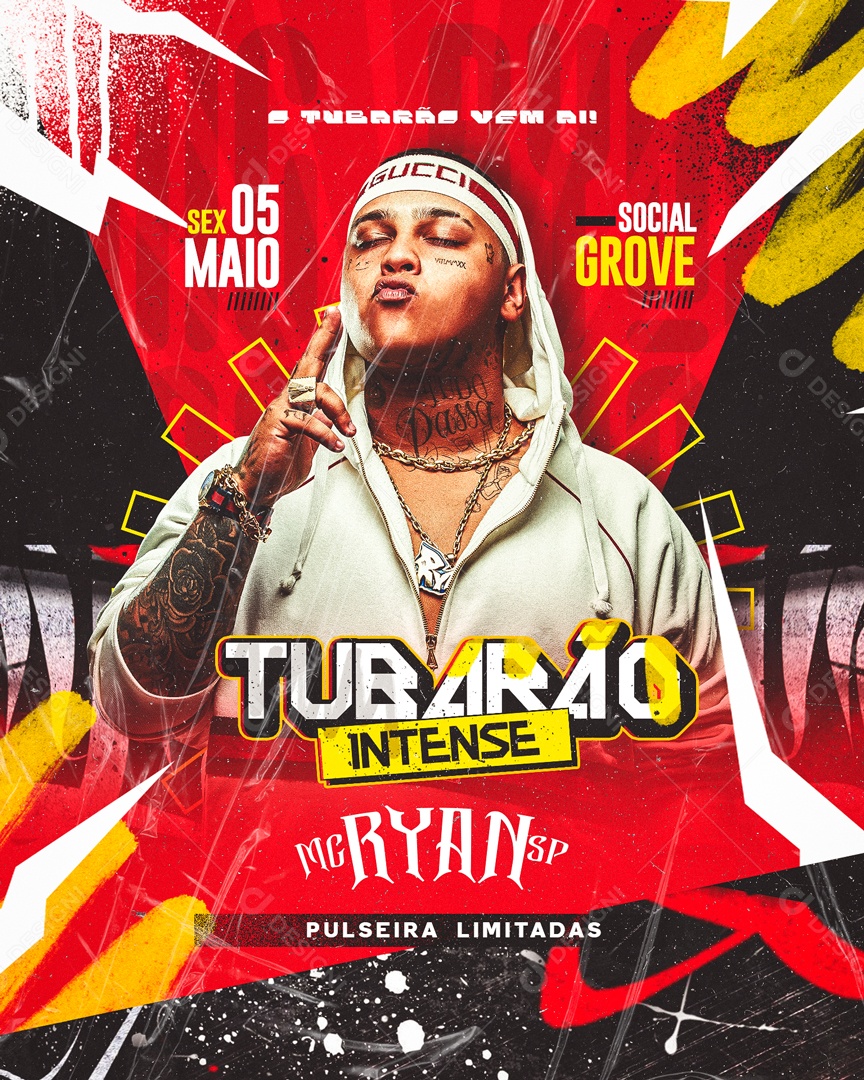 Flyer Mc Ryan Tubarão Intense Social Media PSD Editável