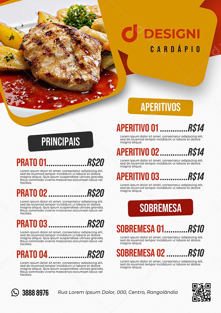 Modelo De Cardápio Restaurante PSD Editável