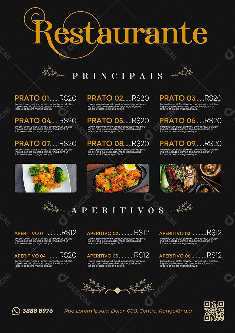 Modelo De Cardápio Restaurante PSD Editável