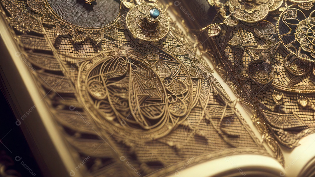 Imagem realista livro dourado.