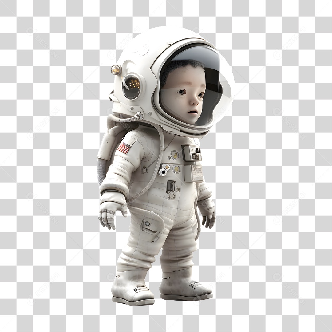 Menino em Roupa de Astronauta 3D PNG Transparente