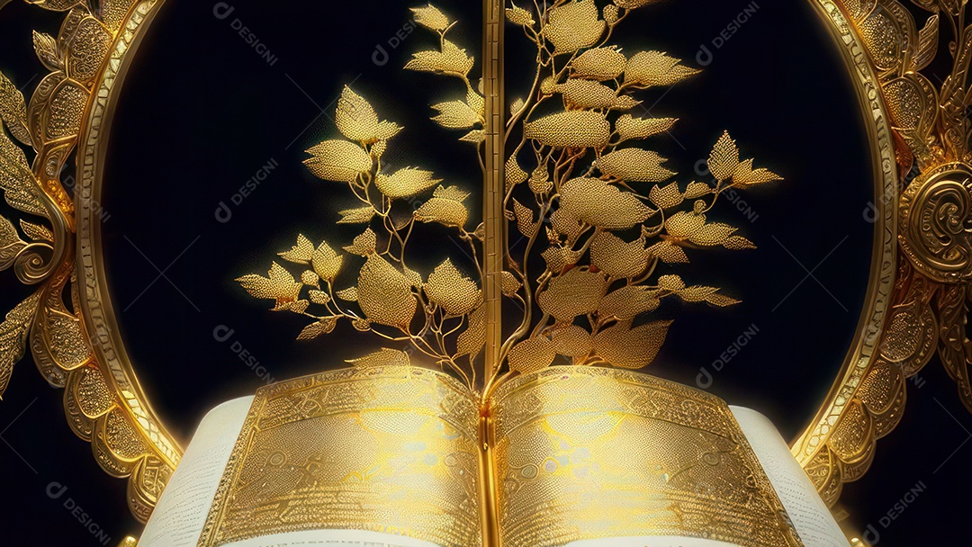 Imagem realista livro dourado.