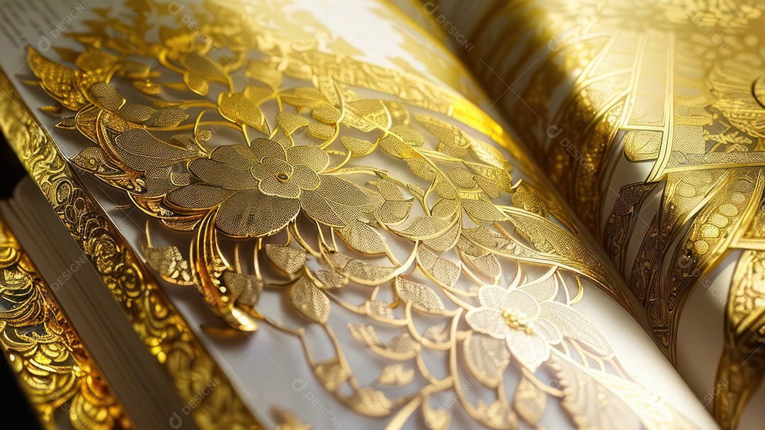 Imagem realista livro dourado.