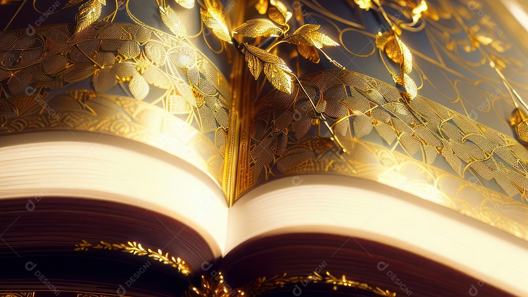 Imagem realista livro dourado.