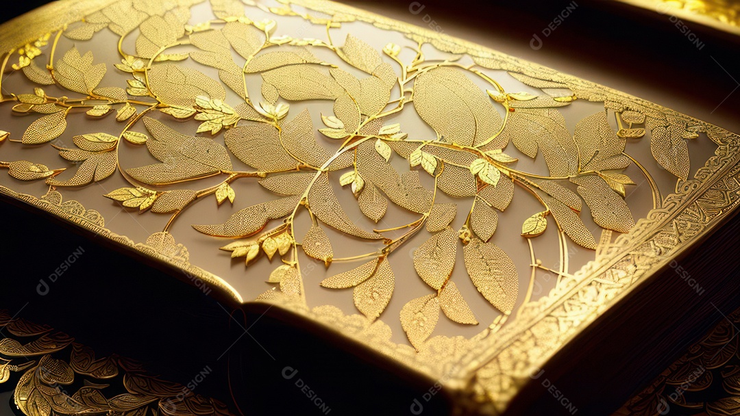 Imagem realista livro dourado.