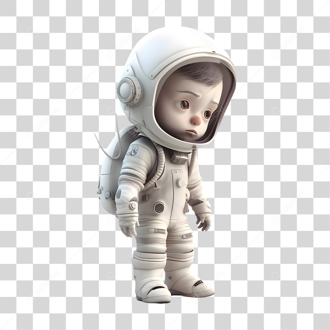 Menino Astronauta Roupa Espacial 3D PNG Transparente