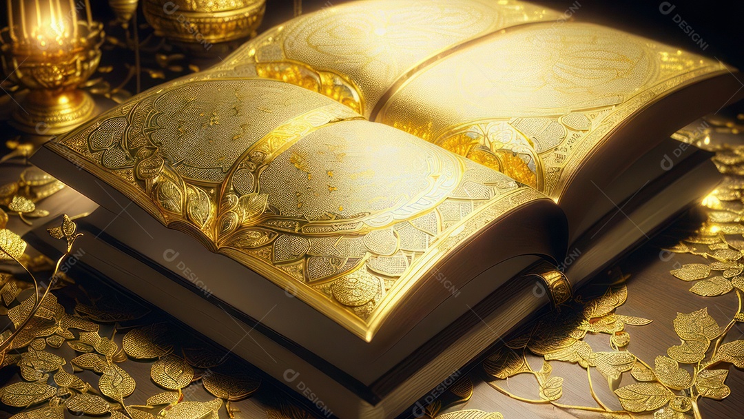 Imagem realista livro dourado.