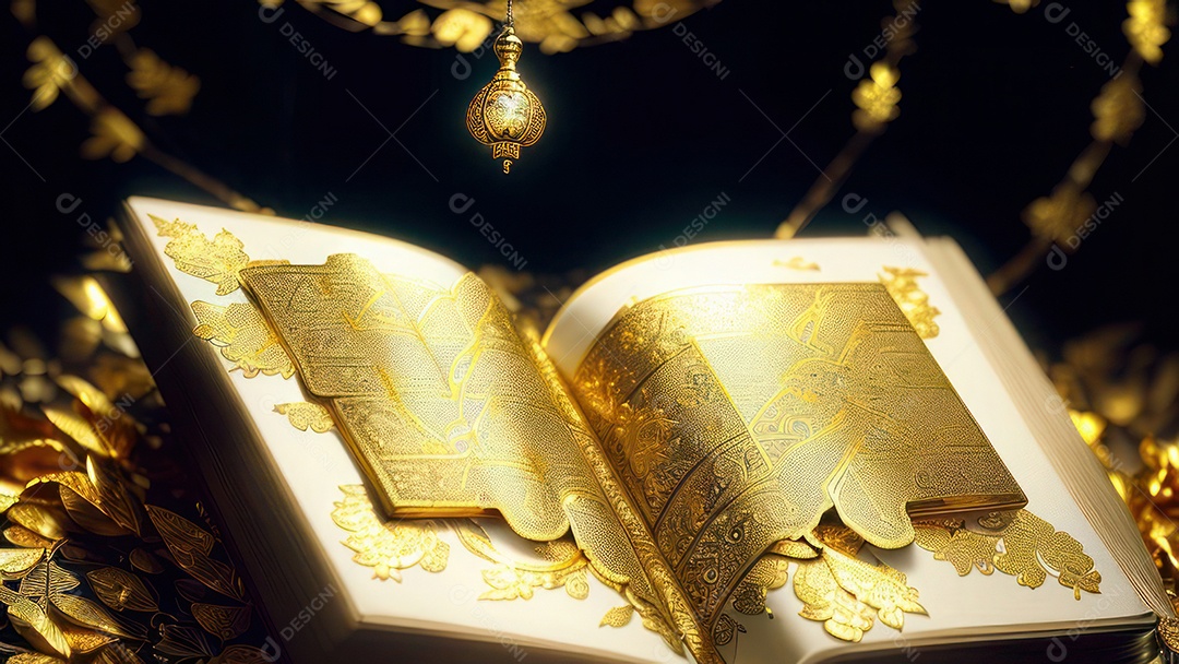 Imagem realista livro dourado.