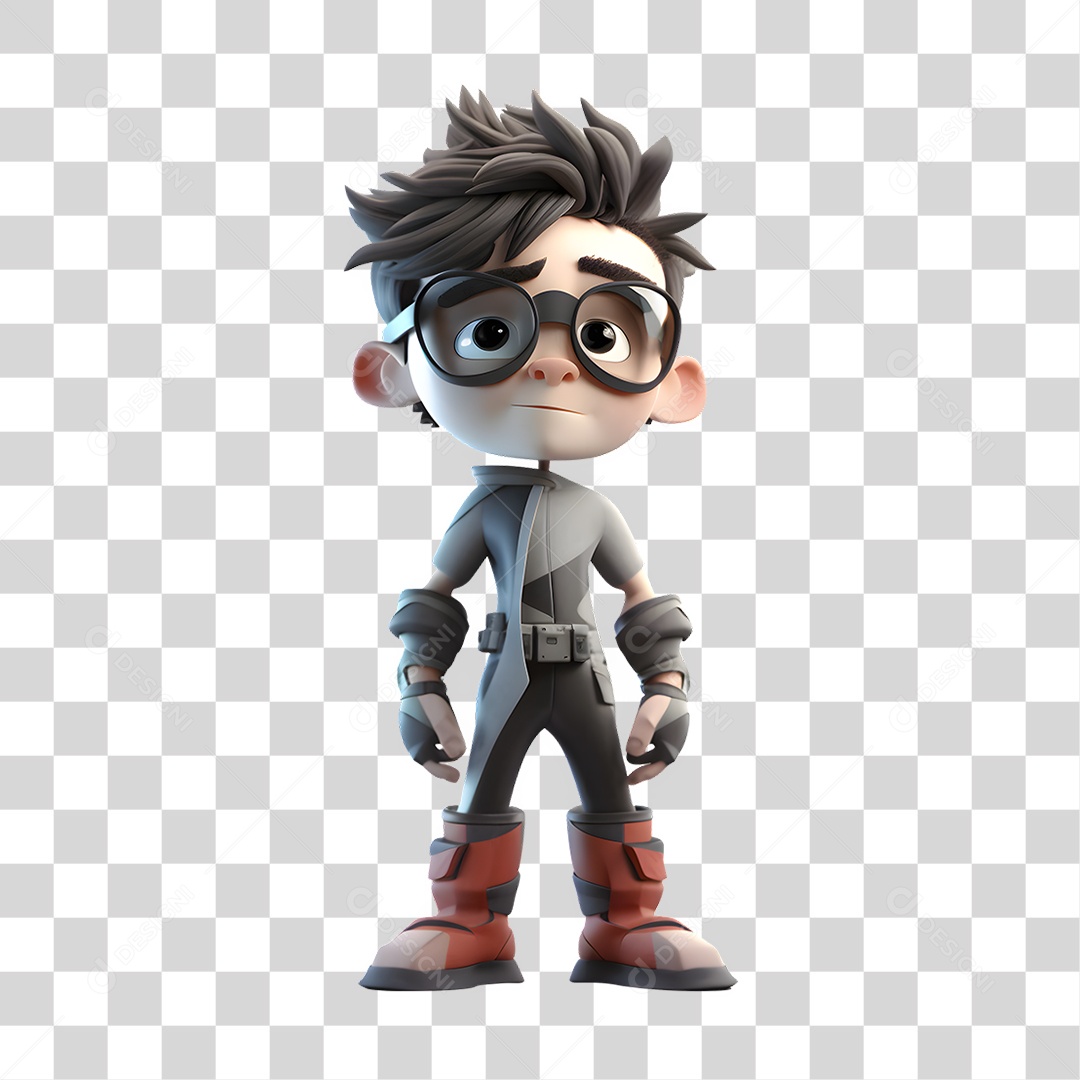 Garoto Cientista de Uniforme e Óculos 3D PNG Transparente