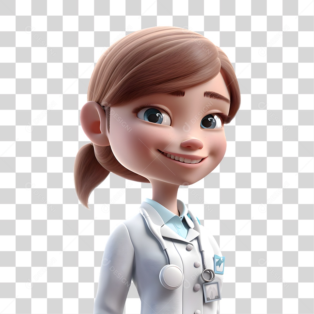 Mulher 3D Médica Sorrindo PNG Transparente