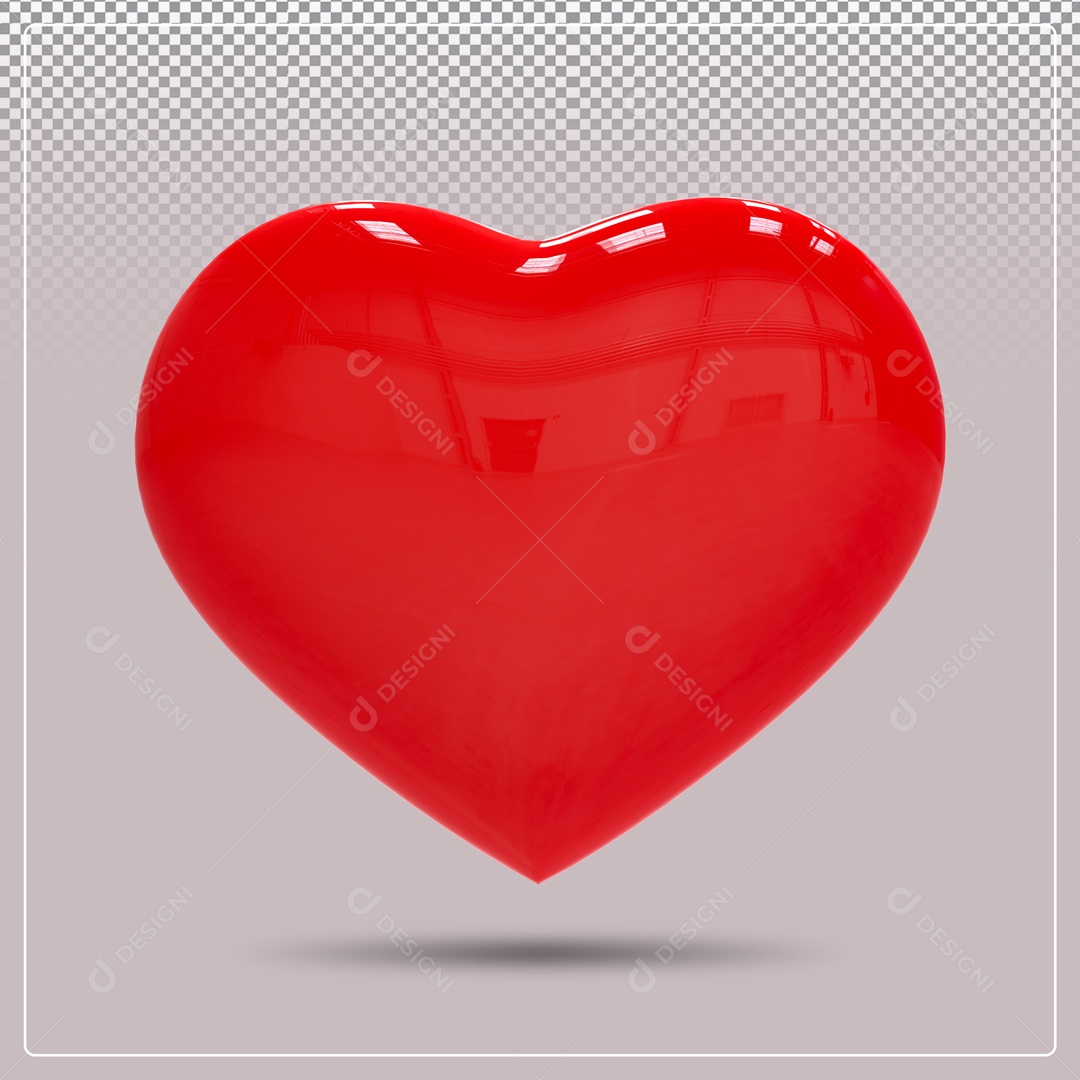 Elemento 3D Coração Vermelho Para Composição PSD