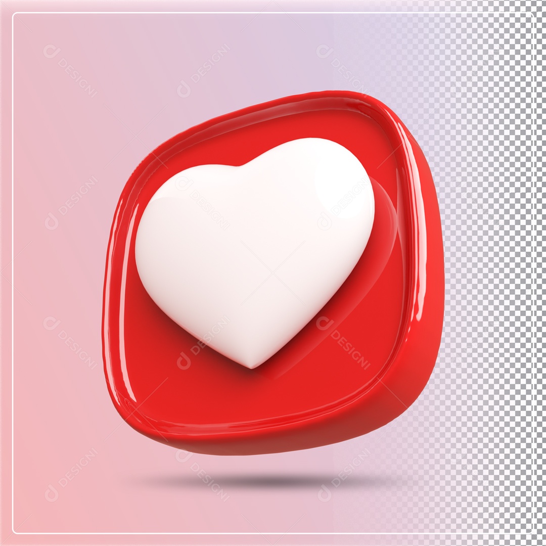 Emoji Vermelho Coração Elemento 3D Para Composição PSD