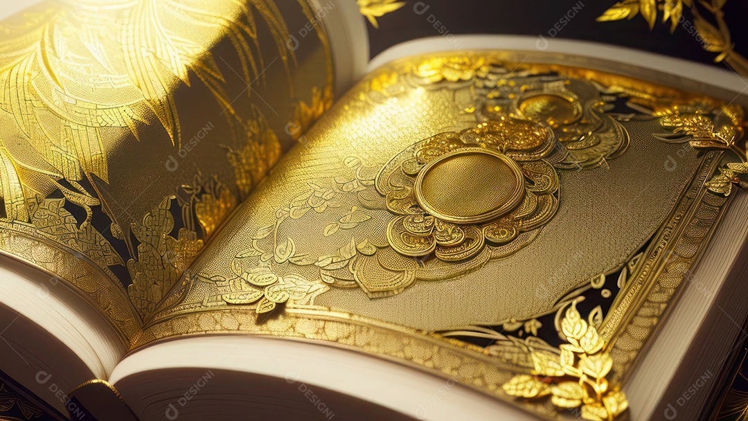 Imagem realista livro dourado.