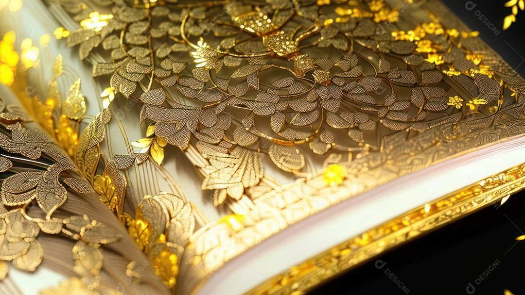 Imagem realista livro dourado.