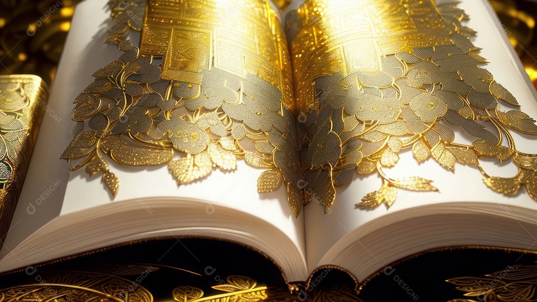 Imagem realista livro dourado.