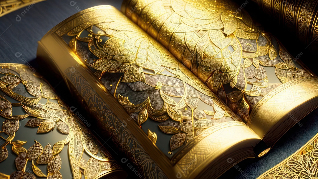 Imagem realista livro dourado.
