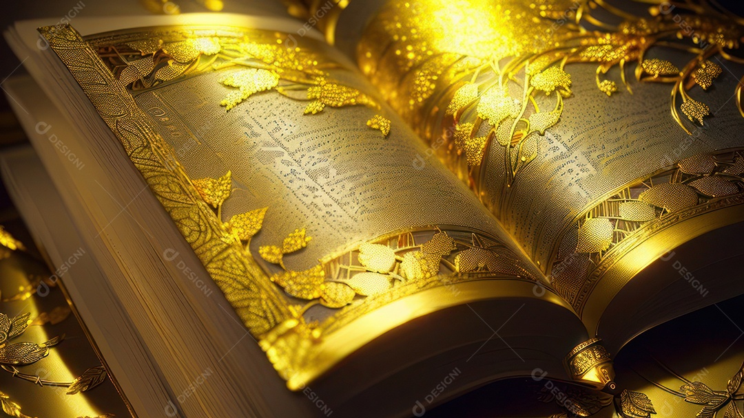 Imagem realista livro dourado.