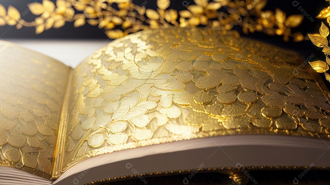Imagem realista livro dourado.