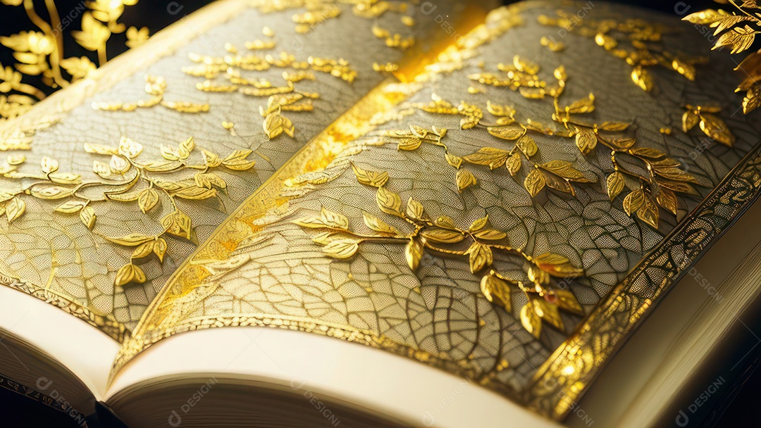 Imagem realista livro dourado.