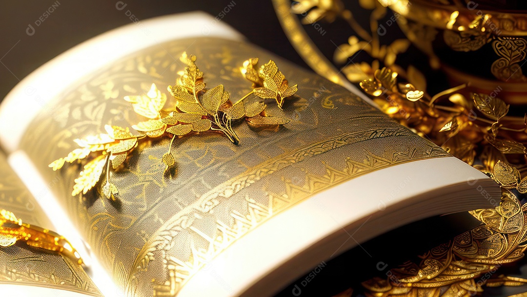 Imagem realista livro dourado.