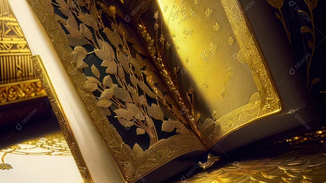 Imagem realista livro dourado.