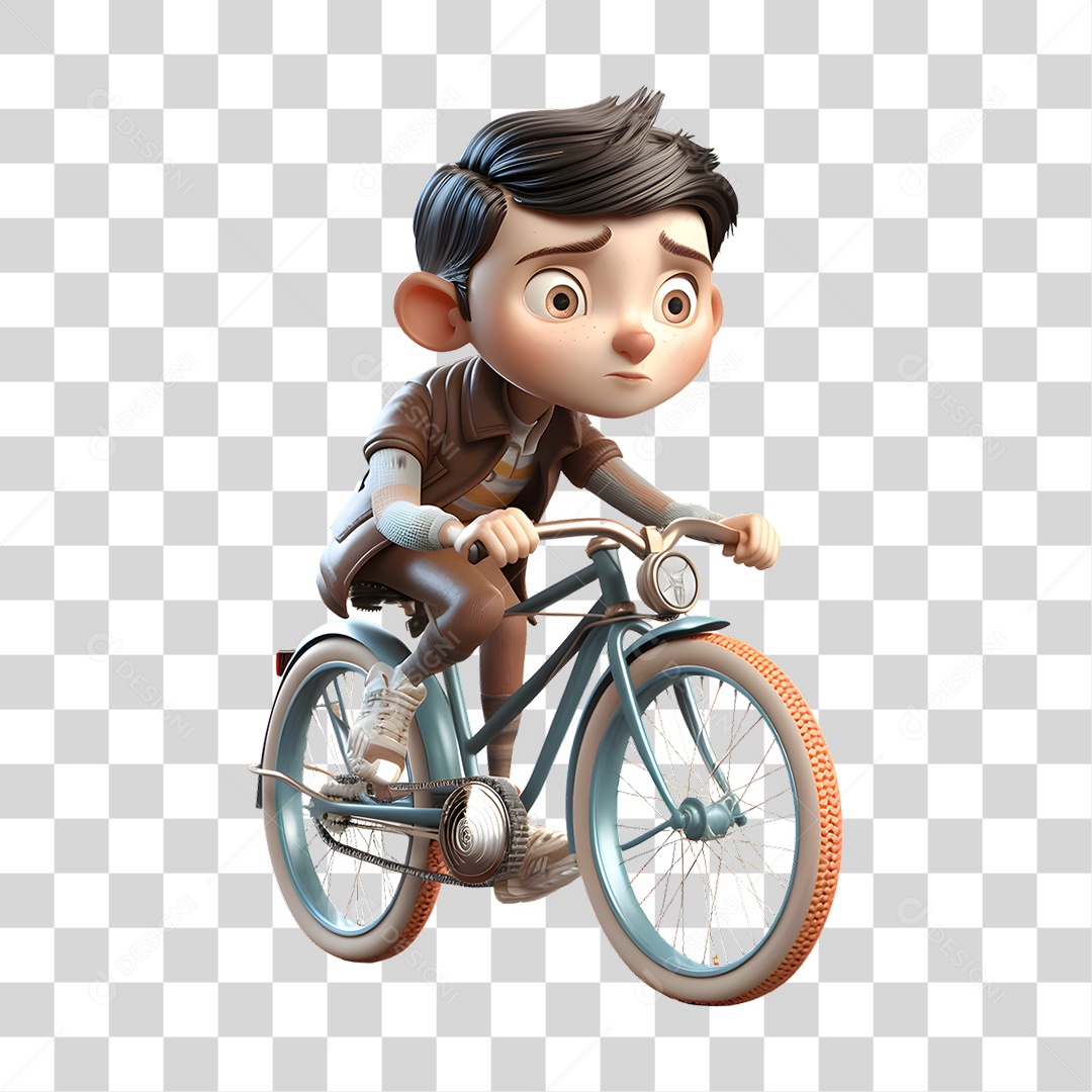 Garoto 3D Andando de Bicicleta PNG Transparente