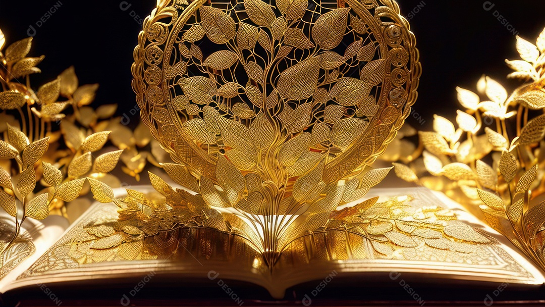 Imagem realista livro dourado.