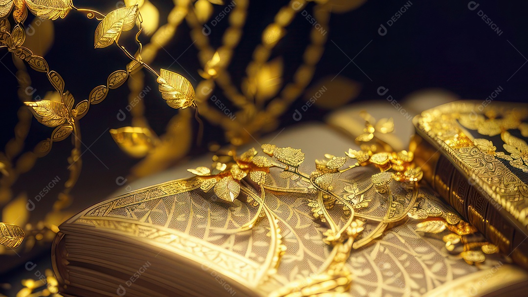 Imagem realista livro dourado.