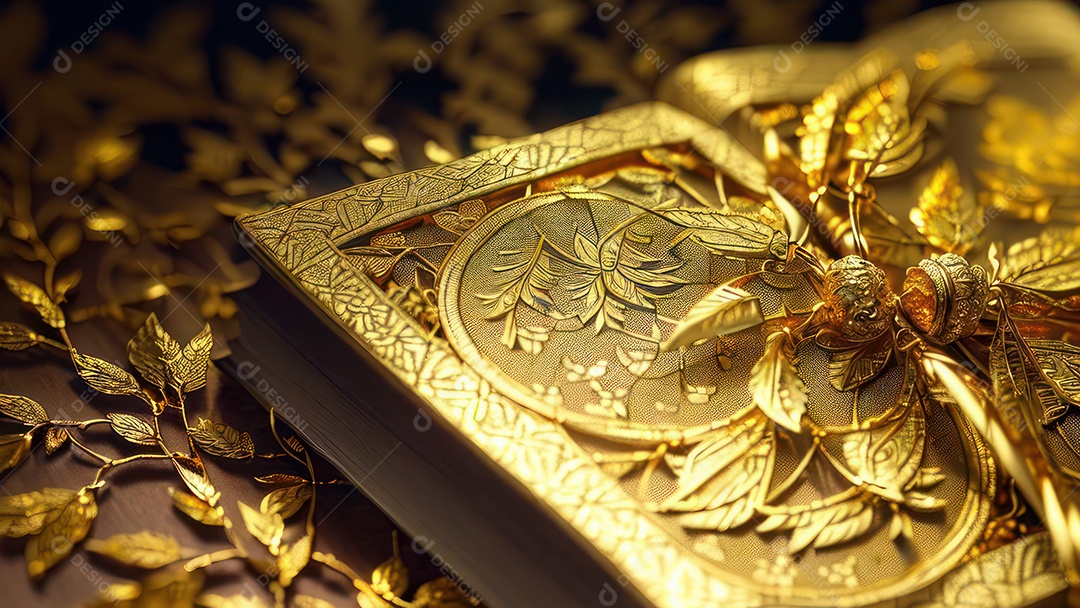 Imagem realista livro dourado.